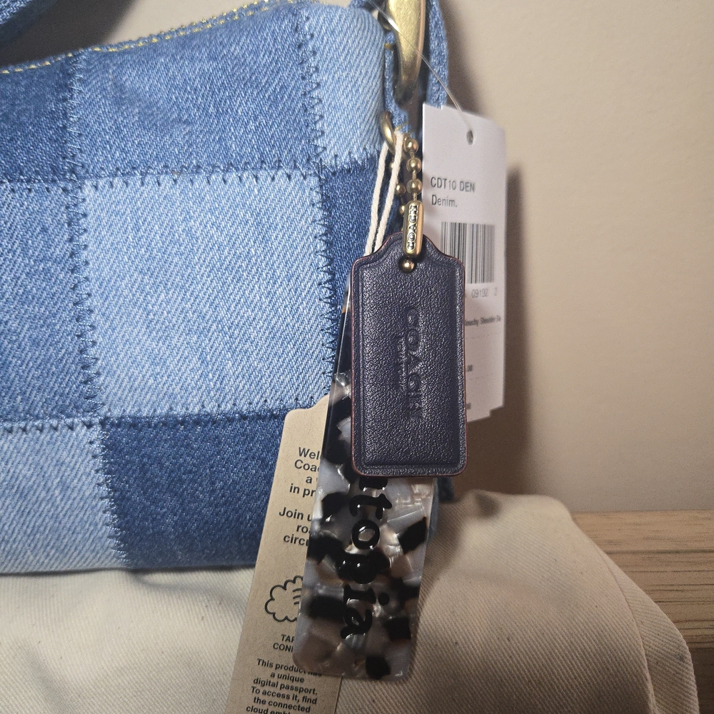 NWT Coachtopia Small Slouchy Alter Ego Shoulder Bag Denim Cotton Patchwork NEW - Picture 5 of 7